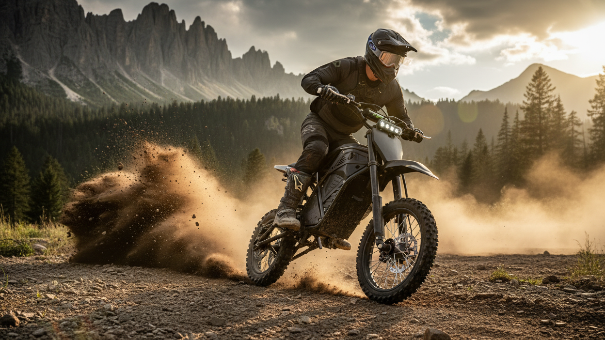 VIPCOO电动越野摩托车动作图